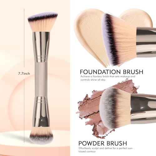 Dual-Ended Foundation Brush - Round & Angled Makeup Brush