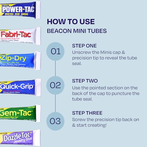 Beacon Gem-Tac Permanent Clear Glue for Embellishments 3-Pack, Fine Tip Applicator