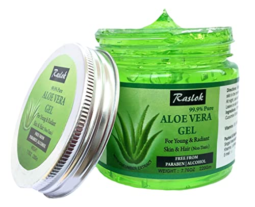 Raslok Aloe Vera Gel Pure Natural Organic Aloe Gel For Moisturizing Face Skin & Hair Care (Cucumber, 7.76 OZ)