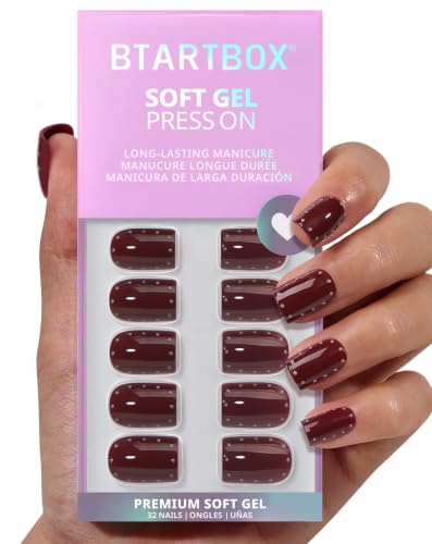 BTArtbox Press On Nails Short Square, 32ct Kit, 2+ Week Wear