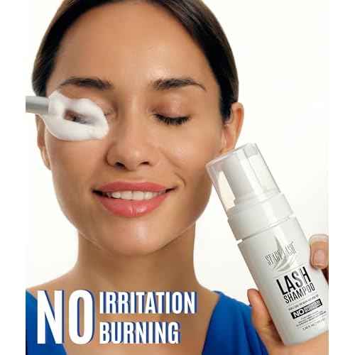 STACY LASH Eyelash Extension Shampoo + Brush / 1.69 fl.oz / 50ml / Eyelid Foaming Cleanser/Wash for Extensions & Natural Lashes/Safe Makeup Remover/Supplies for Professional & Home Use