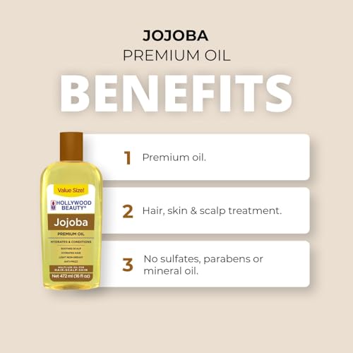 Hollywood Beauty Jojoba Oil 16 oz - Hair, Scalp & Skin