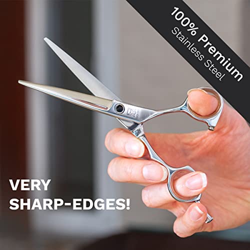 Hair Scissors -VERY SHARP- Home Hair Cutting Scissors, Professional Razor Edge Hair Cutting Shears - Stainless Steel Barber Scissors for Hair for Man & Woman - Silver - 6.5inch