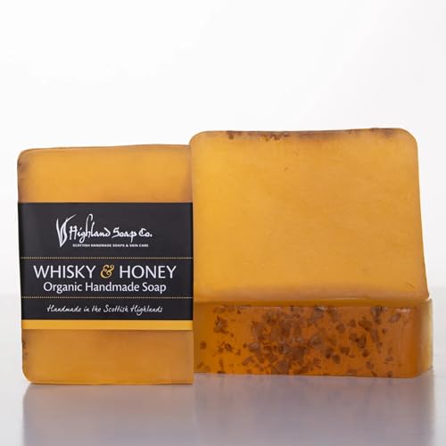 The Highland Soap Company, Handmade Scottish Organic Vegetable Oil Glycerin Soap Bar, Whisky & Honey, 5.3oz (Pack of 1)