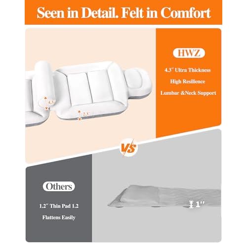 Full Body Bath Pillow for Bathtub, Thick Luxury Bathtub Cushion with Movable Lumbar Support and Laundry Bag, Bathtub Pillows for Head, Neck and Back Support, Bathtub Accessories for Women Spa Gift
