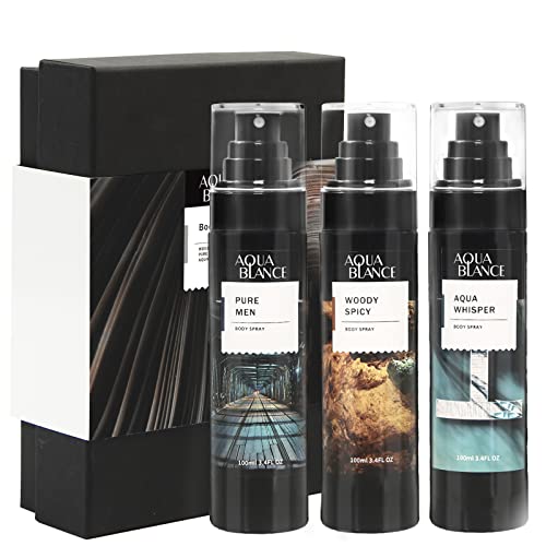 AQUA BLANCE Men's Body Spray Mist, 3-Pack (3.4 Fl Oz)