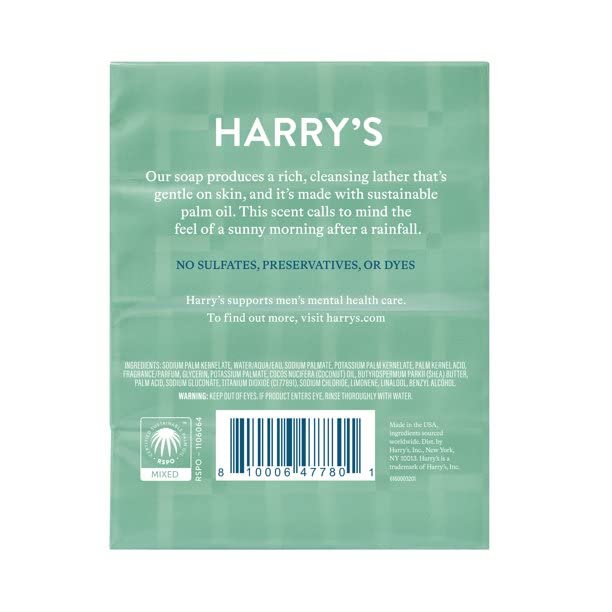 Harry's Bar Soap for Men, Shiso Scent of Bright Herbs, 4 Pack