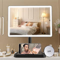 FUNTOUCH Rechargeable Lighted Makeup Mirror with Phone Holder