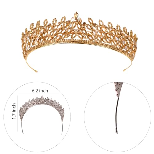 LIMELIA Women's Tiara, Crown for Henna Wedding Party | Glitter Hair Accessories for Bridal Birthday Pageant Prom Halloween Costume Christmas Party, Princess Crowns | Leaf Pattern - Honey