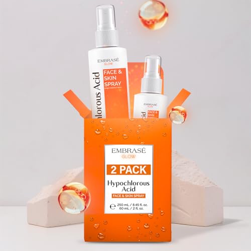 Hypochlorous Acid Spray - 0.02% - 2 Pack - Travel Size + Full Size Bottles - Cleansing Hypochlorous Solution - All Natural Face and Skin Spray for Face (8.5 fl oz + 2 fl oz)