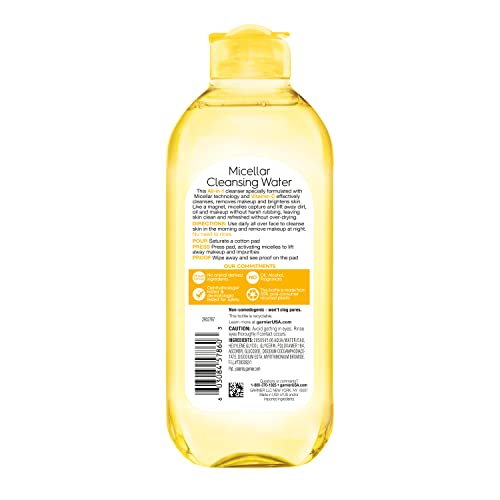 Garnier Micellar Water with Vitamin C - Facial Cleanser & Makeup Remover, 13.5 Fl Oz
