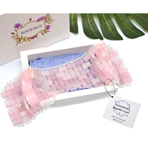 Natural Jade Sleep Mask & Blindfold,Natural Jade Eye Mask,Anti-Aging Hot or Cold Therapy Eye Mask Which is Soothing Cooling Detoxifying (Rose Quartz)