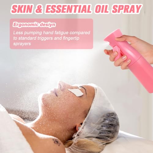 200ml Fine Mist Spray Bottle, Refillable Continuous Sprayer (Pink, 2-Pack)