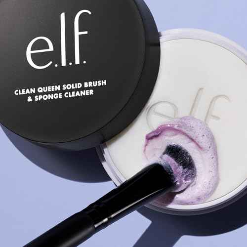 e.l.f. Clean Queen Solid Brush & Sponge Cleaner, Cleanses Face & Eye Makeup Brushes & Sponges, Nourishing, Non-Damaging Formula, Vegan & Cruelty-Free