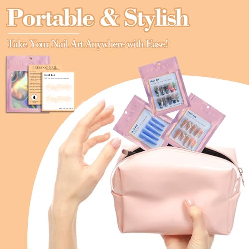 Complete Press-On Nail Packaging Set with Holographic Bags & Display Cards