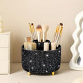 Diesisa Bling Diamond 360¡Æ Makeup Brush Holder Organizer, Rotating Makeup Brush Organizer,5 Slot Make up Brushes Cup for Cosmetics, Vanity Desktop Organizer, Gift for Women Teen Girls- Diamond Black