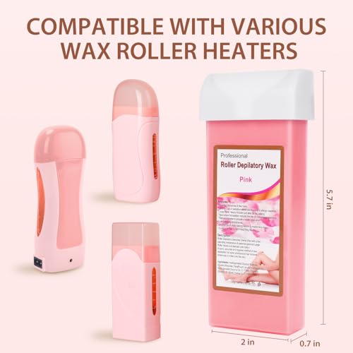 Roll on Wax Refill: 4 Rose Wax Roller Refill - Hair Removal Cartridge for Body Legs Arms (100g/3.53oz, 4 Pack)