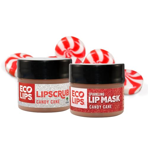 Vanilla Mint Candy Cane Lip Scrub & Lip Mask Duo ? Natural Exfoliating Lip Scrub + Nourishing Sparkling Lip Mask, Winter Lip Care Set, Perfect Stocking Stuffer Gift, 2 count 0.25 oz.