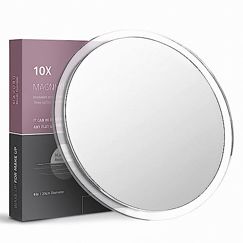 Magnifying Mirror with 3 Suction Cups 9 Inch (10X Magnification)