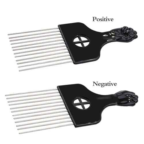 6Pcs Afro Picks Metal Hair Combs, Steel Teeth Hair Pick for Curly, Coily, Natural Hair, Detangling, Styling Comb for Men Women (Black)