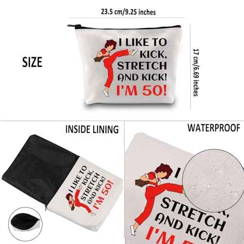 G2TUP TV Show Inspired Gift I Like To Kick I'm 50 Makeup Bag Fun Skit Lover Cosmetic Bag TV Show Characters Fans Gift (I Like To Kick I'm 50 MB)