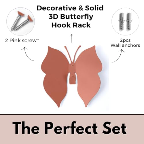 Butterfly 3D Wall Hooks for Bedroom. Wall-Mounted Butterfly Design, add a Playful Touch While stylishly Holding Coats, Backpacks, Purses, Jewelry, and Towels