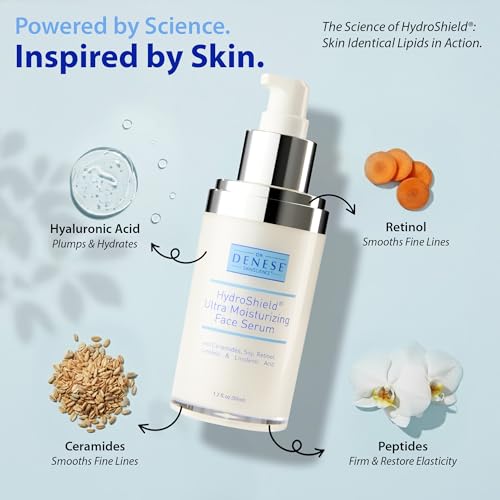 Dr. Denese SkinScience HydroShield Ultra Face Serum 1.7 oz ? Retinol & Ceramide Formula for Deep Moisture, Smooth Radiant Skin, Fine Line Care, Barrier Support ? Dermatologist Tested & Cruelty Free
