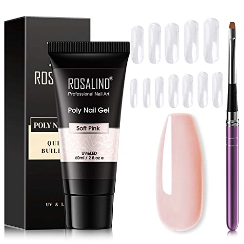 ROSALIND Pink Poly Nail Gel Extension Kit 2 oz (60ml) with Brush & Forms