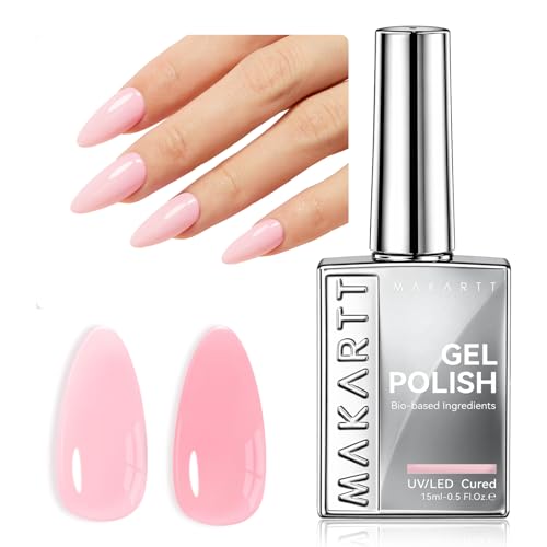 Makartt Milky Pink Gel Nail Polish with Rhinestone Glue 15ml HEMA-Free