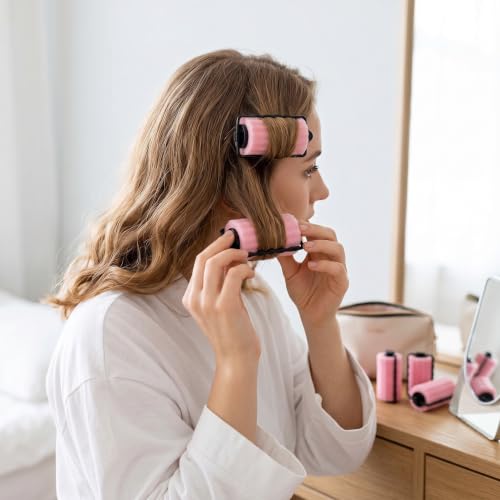FOMIYES Foam Hair Rollers 6-Pack for Overnight Curls, Large 4cm Diameter, Gentle Styling for Fine Hair