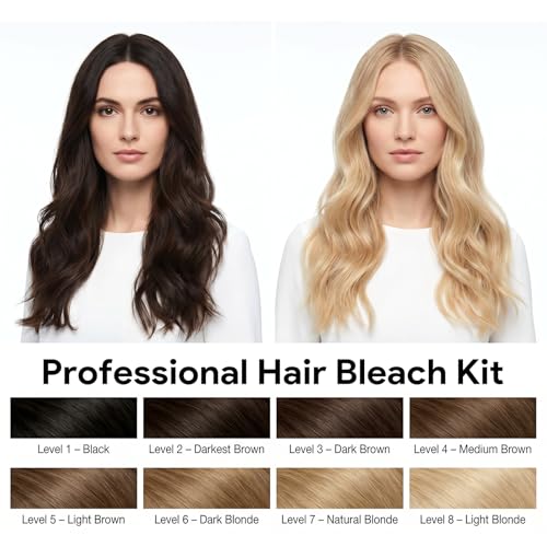 Professional Hair Bleach Kit with 30 Volume Developer, 8 Levels
