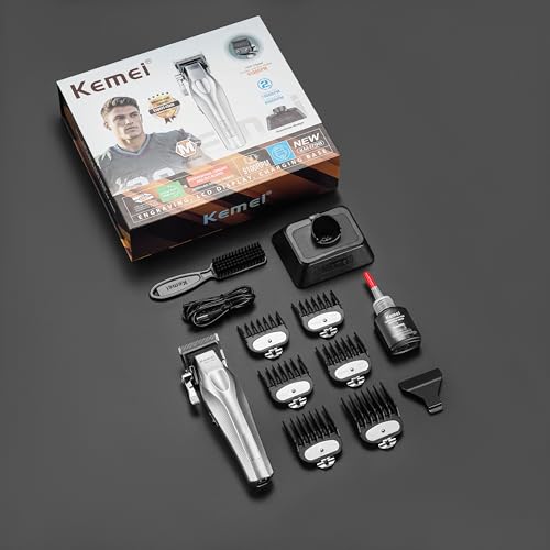 KEMEI Professional Hair Clippers, Cordless Clippers for Men Trimmers for Barbers 9100 RPM Clippers for Hair Cutting with Full Metal Body Ceramic and DLC Blades KM-1798