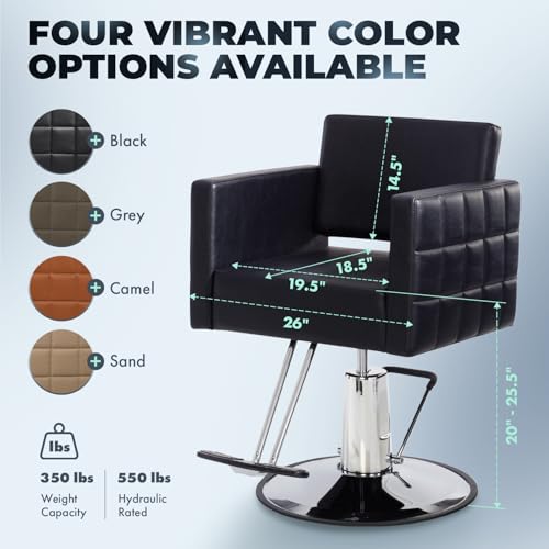 Buy-Rite Icon Salon Styling Chair Black Quilted Hydraulic