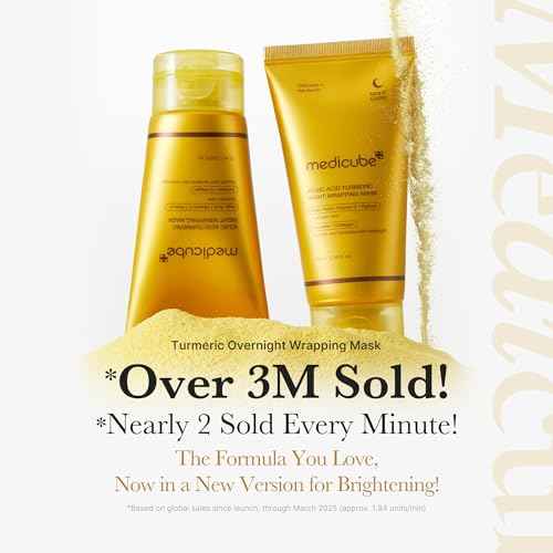 medicube Kojic Acid Turmeric Overnight Wrapping Peel Off Mask ? Brightens & Defends Against Skin Stress for a Clear, Glowing Complexion, Korean Skincare, 2.53 fl. oz.