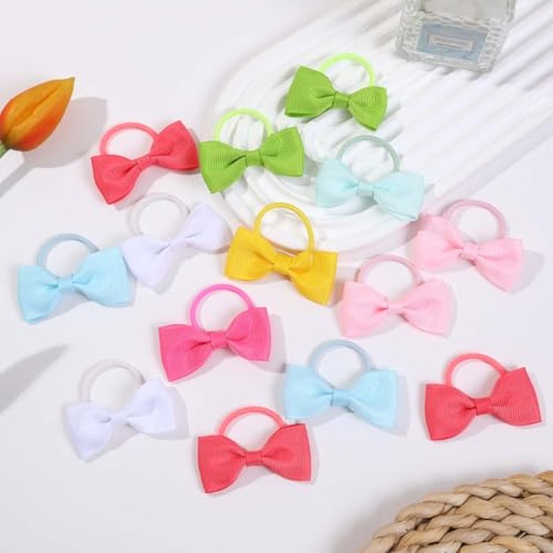 40 Pcs Baby Hair Ties with Bows - Soft Elastic Ponytail Holders