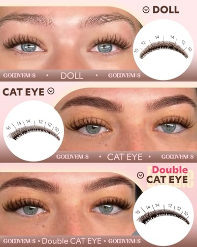Goddvenus Brown Wispy Cluster Eyelash Kit Natural False Extensions C Curl