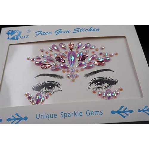 Topz pink face jewels festival Rhinestone stickerfor women halloween makeup mermaid purple face gems stick on festival rave cute Face gem temporary tattoos for edm music festival (S056)