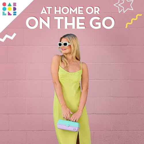 Caboodles Pretty in Petite Makeup Box, Two-Tone Pink on Lavender, Hard Plastic Organizer Box, 2 Swivel Trays, Fashion Mirror, Secure Latch for Safe Travel