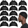 Fandamei 12PCS Black Wig Caps for Men – Stretchy Nylon Hair Stocking Caps