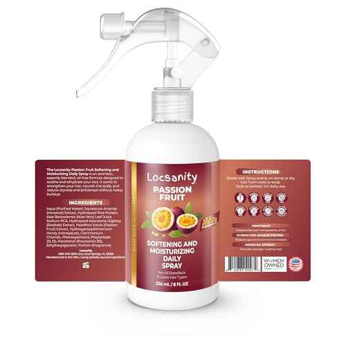Locsanity Daily Moisturizing Spray for Dull, Dry Locs ? Passion Fruit Hair and Scalp Moisturizer for Dreadlocks, Sisterlocks, Microlocks, Braids to Control Oil and Frizz (8 fl oz)