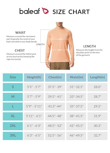 BALEAF Men's Sun Protection Shirts UV SPF T-Shirts UPF 50+ Long Sleeve Rash Guard Fishing Running Quick Dry Light Pink Size S