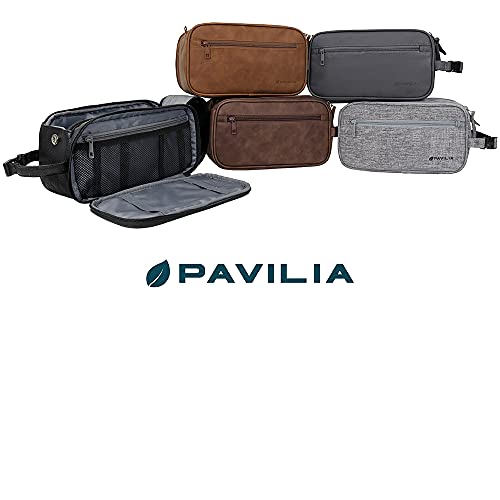 PAVILIA Men's Travel Toiletry Bag, Water-Resistant Dopp Kit