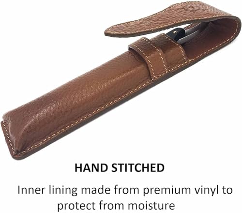 Parker Saddle Brown Leather Straight Razor Case – Hand-Stitched