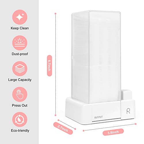 Automatic Cotton Pad Holder, Square Press Out Cosmetic Cotton Makeup Removers Pad Holder, Makeup Organizer Container Dispenser Storage Display Rack (White)