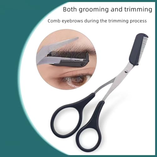 Eyebrow Trimmer Scissors with Comb - Women's Grooming Tool, Non-Slip Handle, Stainless Steel