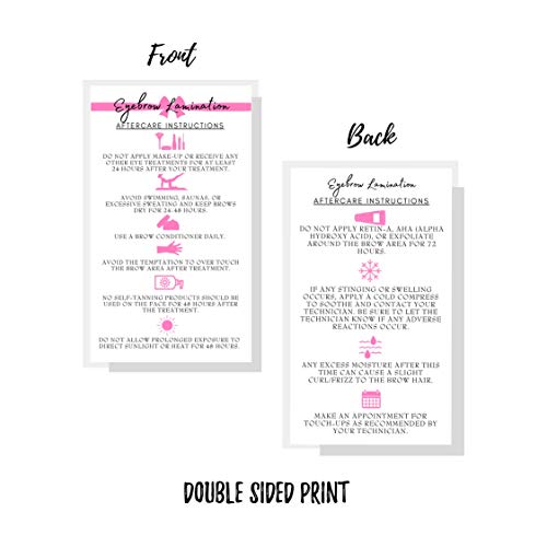 Brow Lamination Aftercare Cards 50 Pack 2x3.5"