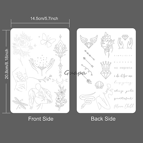 3-Pack Double-Sided Tattoo Practice Skin with 30 Floral Stencil Designs