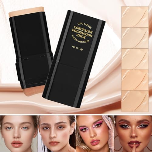 2-Pack Full Coverage Concealer Foundation Stick with Brush
