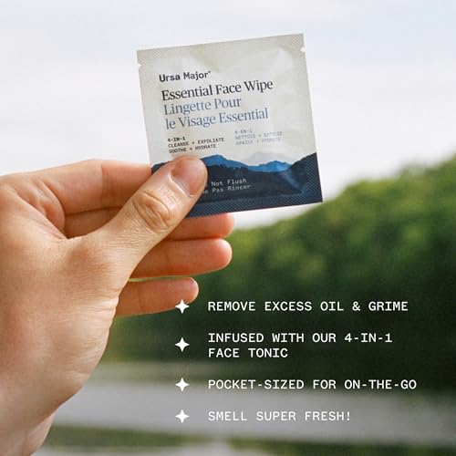 Ursa Major Essential Face Wipes - Natural & Biodegradable, 20 Count