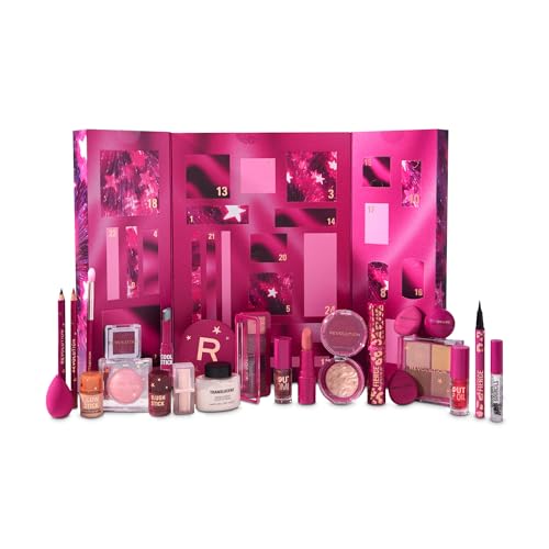Revolution Beauty 2025 Advent Calendar - 24-Piece Vegan Makeup Gift Set for Lips, Eyes & Face